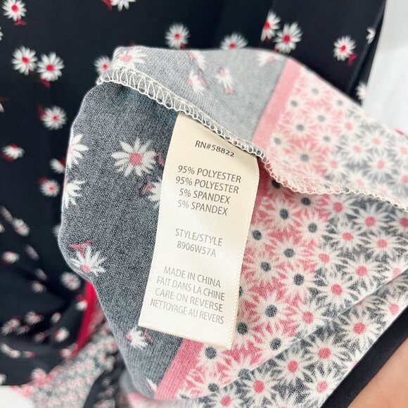 NEW Max Studio Black & White Floral Print Long Sleeve Dress - Size Small - Picture 5 of 7